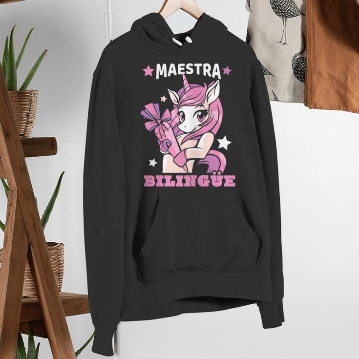 Pink Unicorn Spanish Teacher Regalos Para Bilingue Teacher Women's Hoodie, funny gift