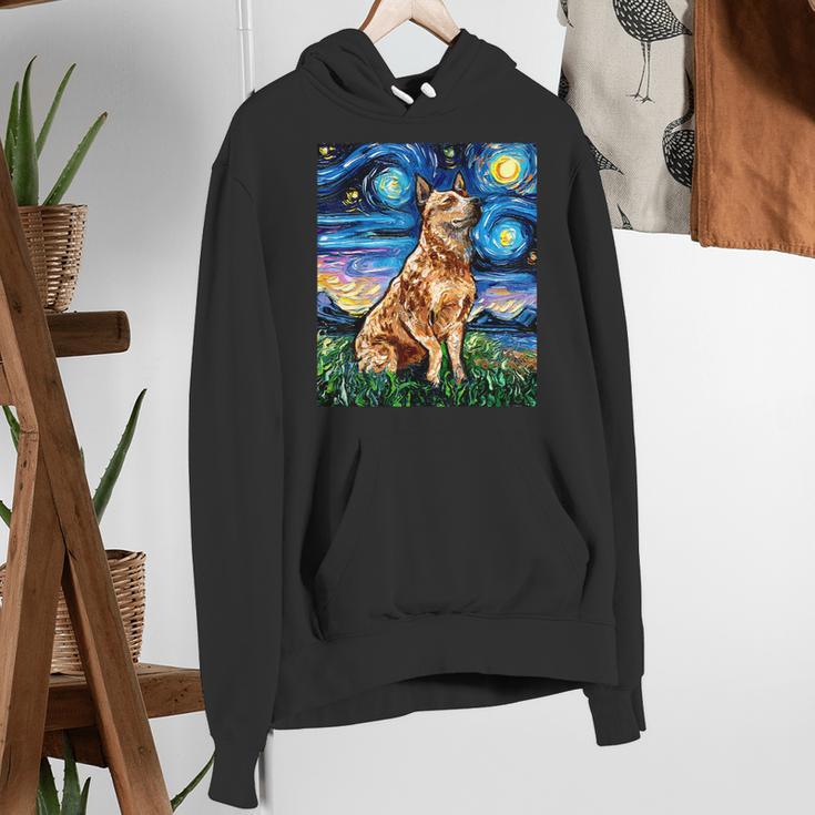 Red Heeler Starry Night Cattle Dog Colorful Art By Aja For Men Women Girls Kids Women's Hoodie, funny gift