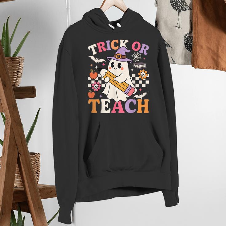 Retro Floral Ghost Trick Or Teach Groovy Teacher Halloween Women's Hoodie, Groovy Teacher Hoodies, funny gift Retro Floral Ghost Trick Or Teach Groovy Teacher Halloween Women's Hoodie, Groovy Teacher Hoodies, funny gift