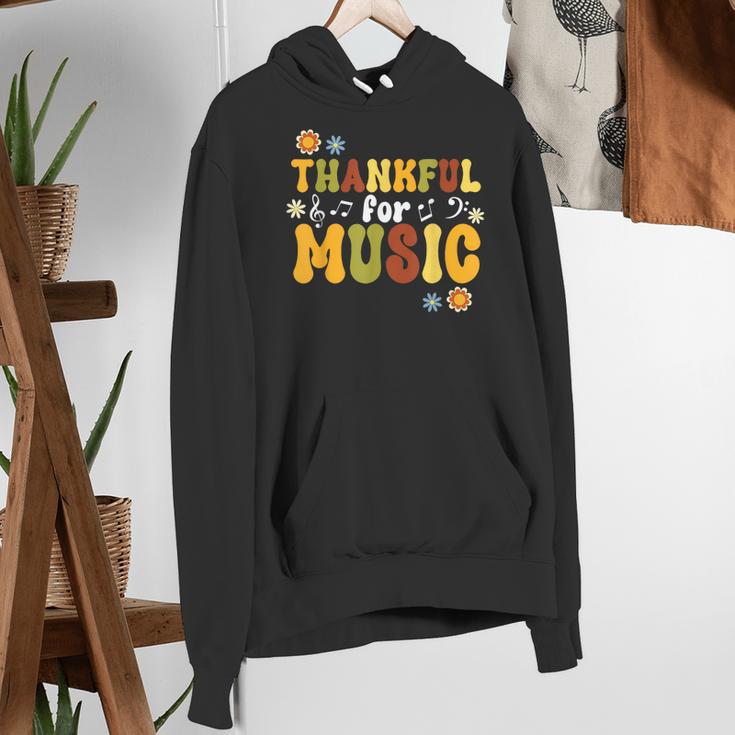 Retro Thankful For Music Floral Music Teacher Thanksgiving Men Women Women's Hoodie, funny gift