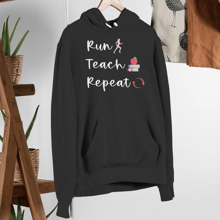 Run Teach Repeat Teacher Running Saying Slogan Runner Women's Hoodie, funny gift Run Teach Repeat Teacher Running Saying Slogan Runner Women's Hoodie, funny gift