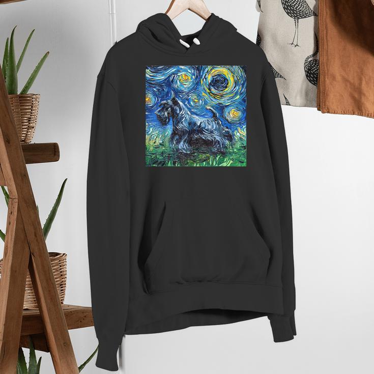 Scottish Terrier Starry Night Scotty Dog Art By Aja Women's Hoodie, funny gift