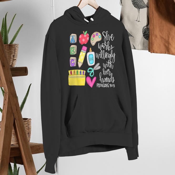 She Works Willingly With Her Hands Proverbs Daycare Teacher Men Women Women's Hoodie, funny gift She Works Willingly With Her Hands Proverbs Daycare Teacher Men Women Women's Hoodie, funny gift