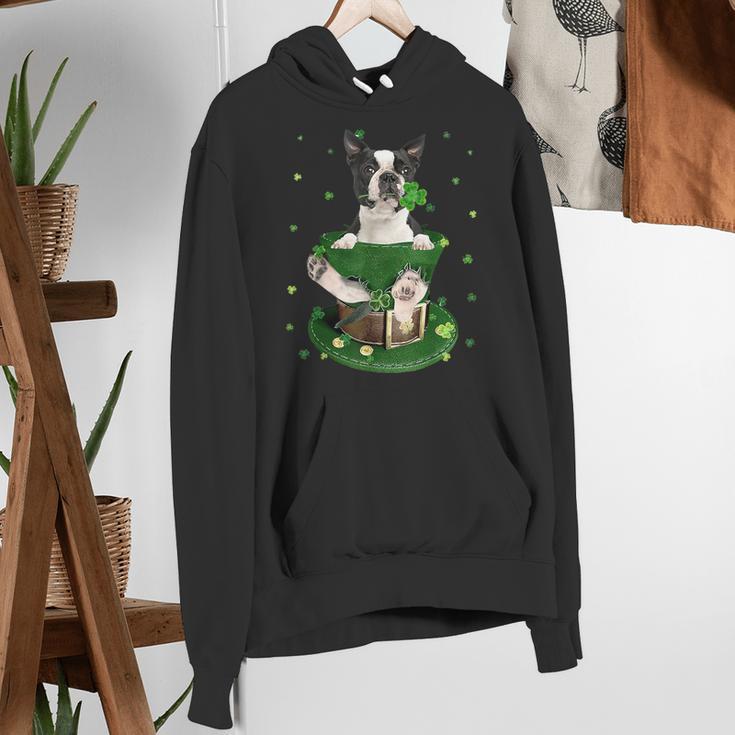 St Patrick's Day Leprechaun Boston Terrier Dog Shamrock For Men Women Kids Women's Hoodie, funny gift