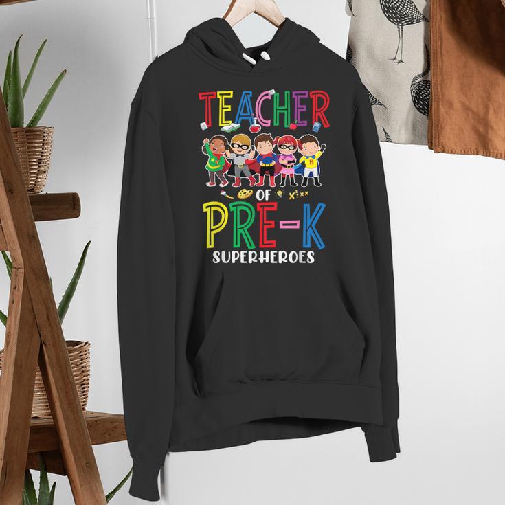 Teacher Of Pre K Superheroes Teacher New School Year Men Women Women's Hoodie, funny gift