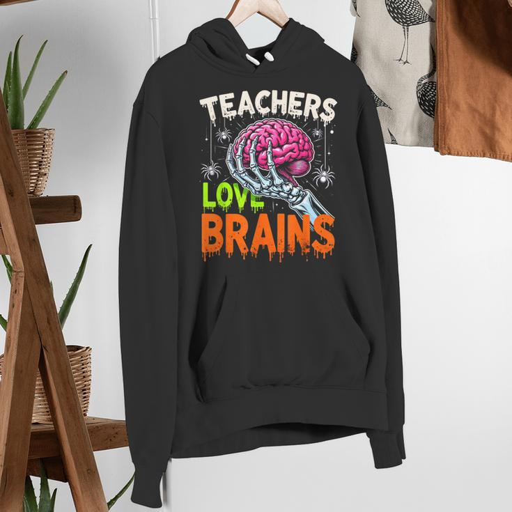 Teachers Love Brains Halloween 2025 Skeleton Costume Women's Hoodie, funny gift
