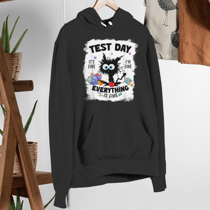 Test Day Stressed Cat Teacher Student Kids Testing Day Women's Hoodie, funny gift
