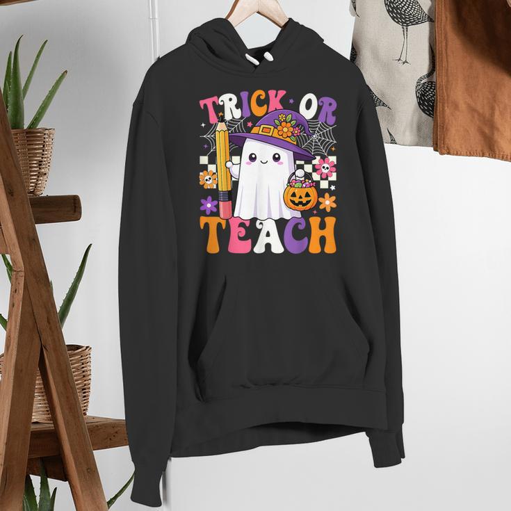 Trick Or Teach Teacher Pencil Ghost Halloween Teacher Women's Hoodie, funny gift