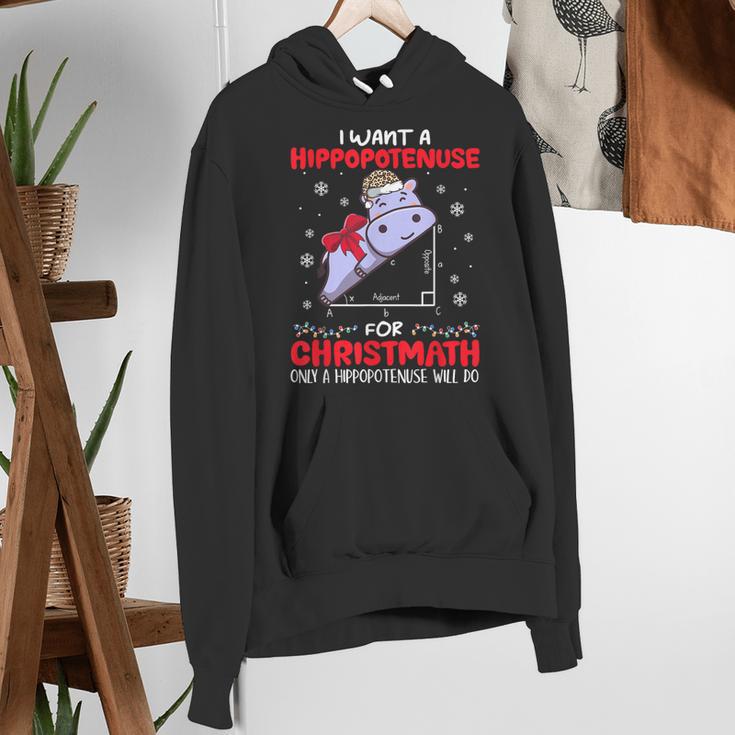 I Want A Hippopotenuse For Christmath Math Teacher Christmas Women's Hoodie, funny gift