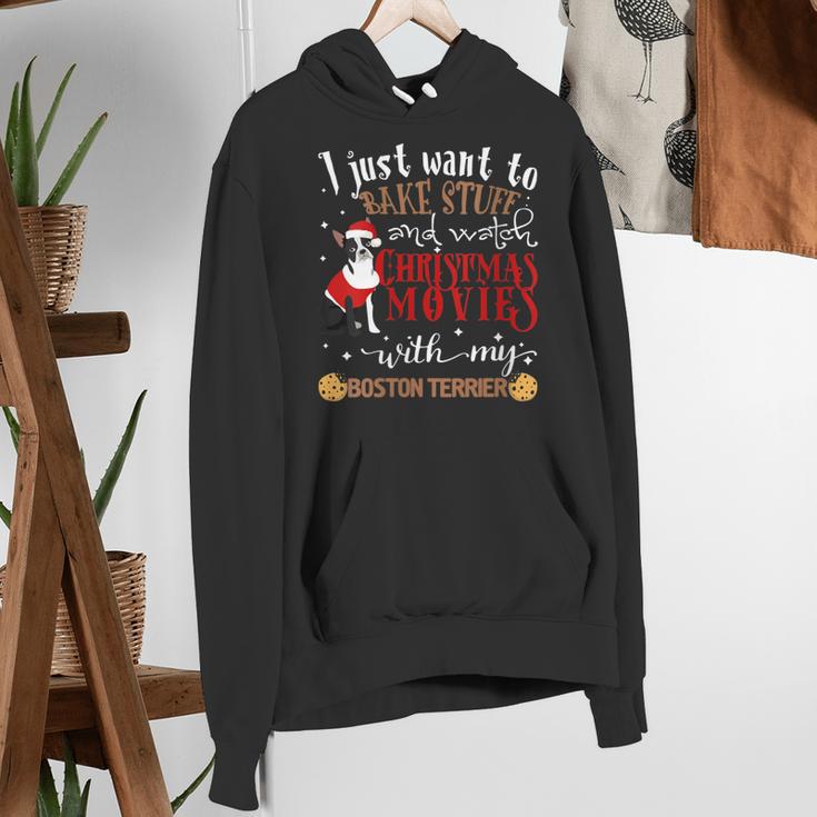 Watch Christmas Movies With My Boston Terrier Bostie Women's Hoodie, Boston Terrier Christmas Hoodies, funny gift