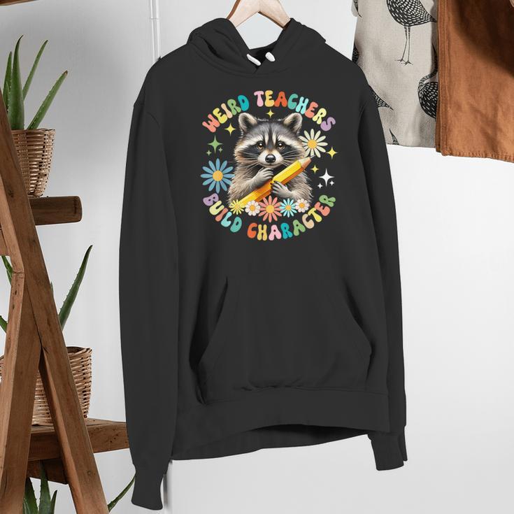 Weird Teachers Build Character Raccoon Colourful Floral Women's Hoodie, funny gift Weird Teachers Build Character Raccoon Colourful Floral Women's Hoodie, funny gift