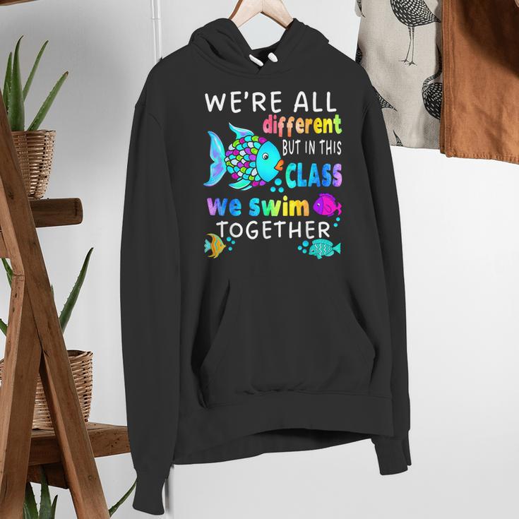 We'Re All Different But We Swim Together Elementary Teacher Women's Hoodie, funny gift We'Re All Different But We Swim Together Elementary Teacher Women's Hoodie, funny gift