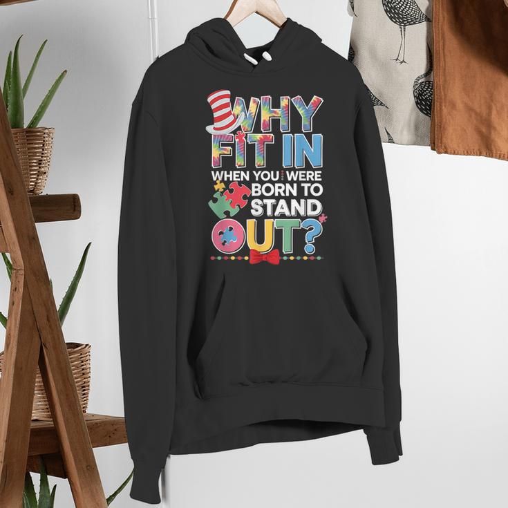 Why Fit In Doctor Teacher Cat In Hat Cool Autism Awareness Men Women Kids Women's Hoodie, funny gift Why Fit In Doctor Teacher Cat In Hat Cool Autism Awareness Men Women Kids Women's Hoodie, funny gift