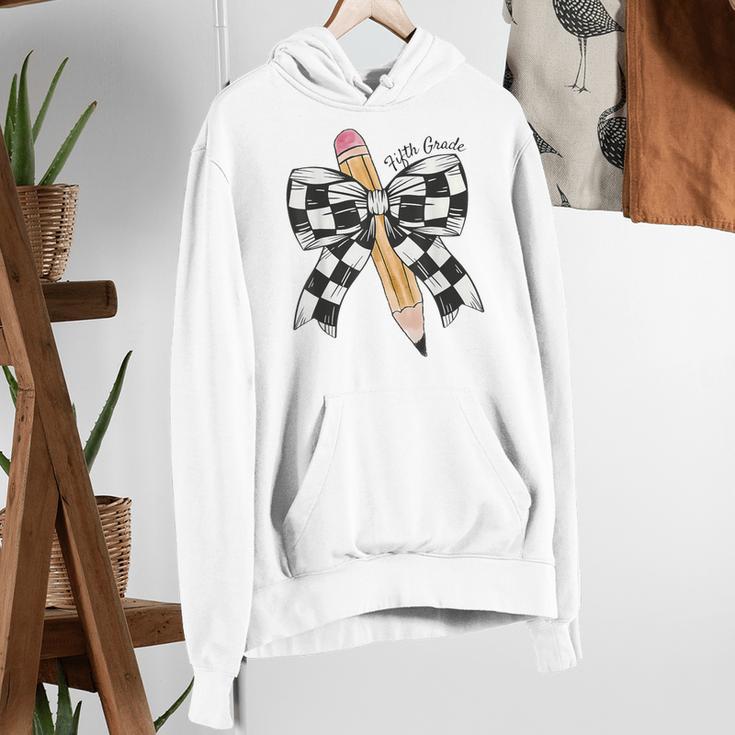Back To School Hello Fifth Grade Teacher Coquette Pencil Bow Women's Hoodie, funny gift