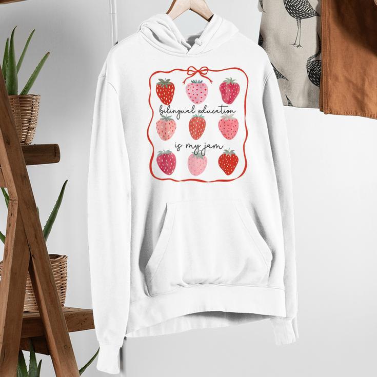 Bilingual Education Is My Jam Strawberry Spanish Teacher Women's Hoodie, funny gift
