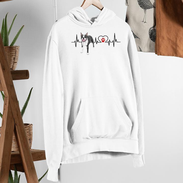 Boston Terrier EKG Heartbeat Heart Line Dog Lovers Women's Hoodie, funny gift
