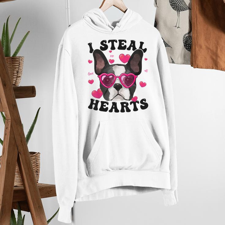 Boston Terrier Heart Glasses Girls Bostie Valentines Day Women's Hoodie, funny gift