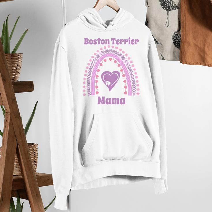 Boston Terrier Mama Cute Rainbow Paw Heart Shape Women's Hoodie, funny gift