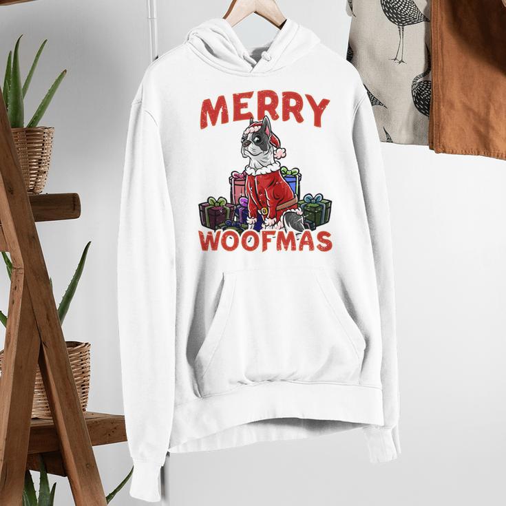 Boston Terrier Santa Claus Hat Merry Christmas Dog X-Mas Women's Hoodie, Boston Terrier Christmas Hoodies, funny gift