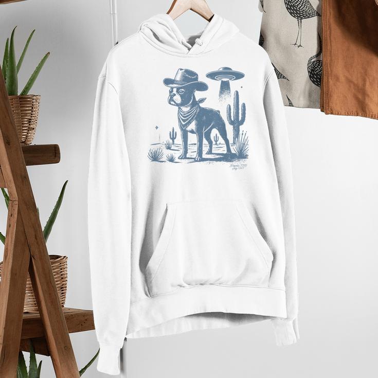Boston Terrier UFO Cowboy Dog Dog Mom Dog Dad Alien Dog Women's Hoodie, Boston Terrier Mom Hoodies, Boston Terrier Dad Hoodies, funny gift