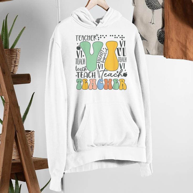 Braille Teacher Of The Visually Impaired Groovy VI Teacher Women's Hoodie, Groovy Teacher Hoodies, funny gift