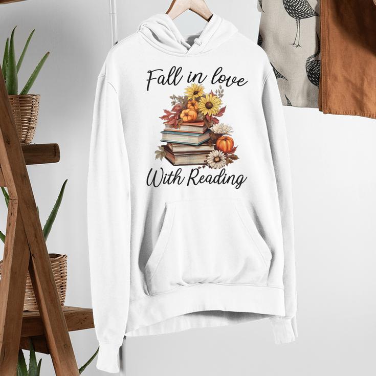 Fall In Love With Reading Book Autumn Teachers Pumpkins Women's Hoodie, funny gift