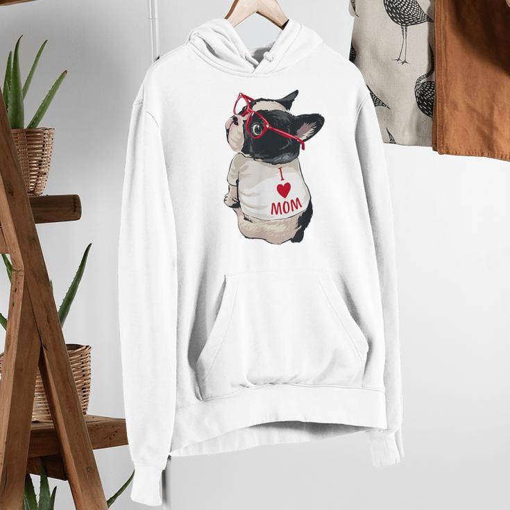 Girls I Heart Mom Love Mama Boston Terrier Dog Lover Women's Hoodie, Boston Terrier Mom Hoodies, funny gift