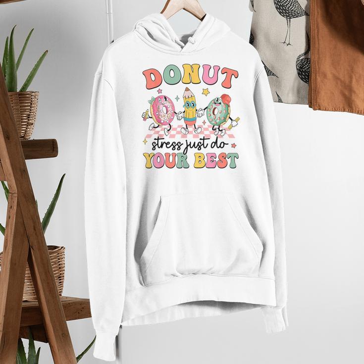 Groovy Donut Stress Just Do Your Best Testing Day Teachers Women's Hoodie, funny gift Groovy Donut Stress Just Do Your Best Testing Day Teachers Women's Hoodie, funny gift