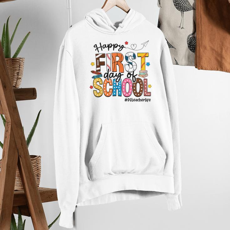 Happy First Day Of School PE Teacher Life Back To School Women's Hoodie, Pe Teacher Hoodies, funny gift