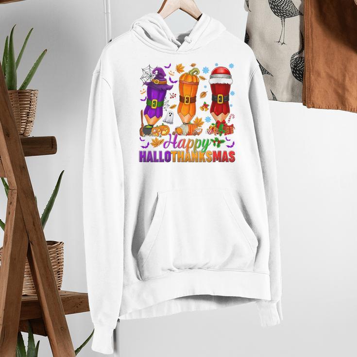 Happy Hallothanksmas Halloween Thanksgiving Pencils Teachers Women's Hoodie, funny gift Happy Hallothanksmas Halloween Thanksgiving Pencils Teachers Women's Hoodie, funny gift