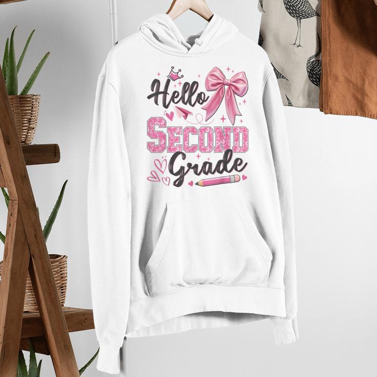 Hello Second Grade First Day Of School Coquette Teacher Girl Women's Hoodie, First Grade Teacher Hoodies, funny gift Hello Second Grade First Day Of School Coquette Teacher Girl Women's Hoodie, First Grade Teacher Hoodies, funny gift