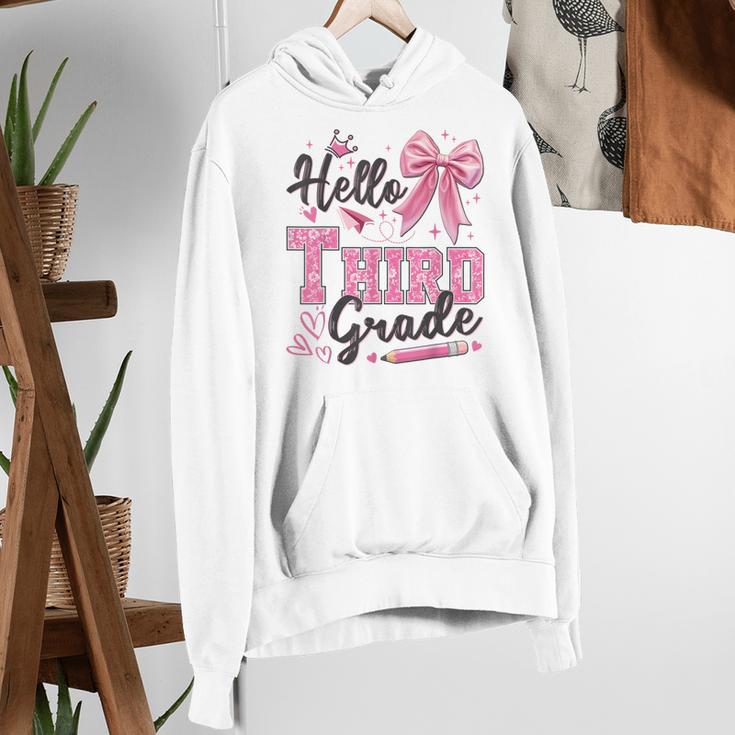 Hello Third Grade First Day Of School Coquette Teacher Girl Women's Hoodie, First Grade Teacher Hoodies, funny gift Hello Third Grade First Day Of School Coquette Teacher Girl Women's Hoodie, First Grade Teacher Hoodies, funny gift