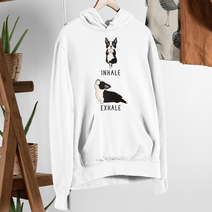 Inhale Exhale Yoga Boston Terrier Tshirt Women's Hoodie, funny gift