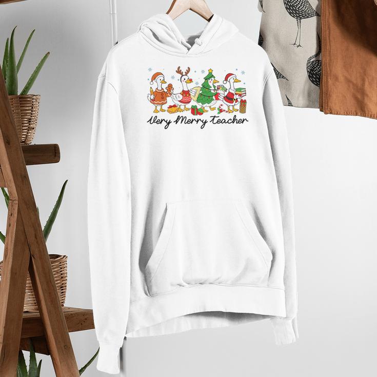 Very Merry Teacher Christmas Goose Silly Holiday Party Women's Hoodie, funny gift