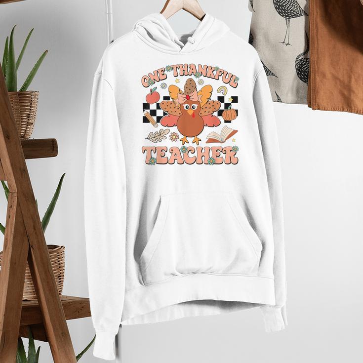 One Thankful Teacher Thanksgiving Retro Groovy Fall Teachers Women's Hoodie, Groovy Teacher Hoodies, funny gift One Thankful Teacher Thanksgiving Retro Groovy Fall Teachers Women's Hoodie, Groovy Teacher Hoodies, funny gift