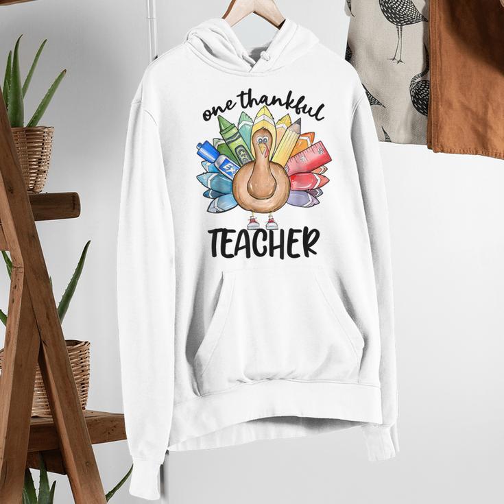 One Thankful Teacher Turkey Pencil Thanksgiving Teachers Women's Hoodie, funny gift