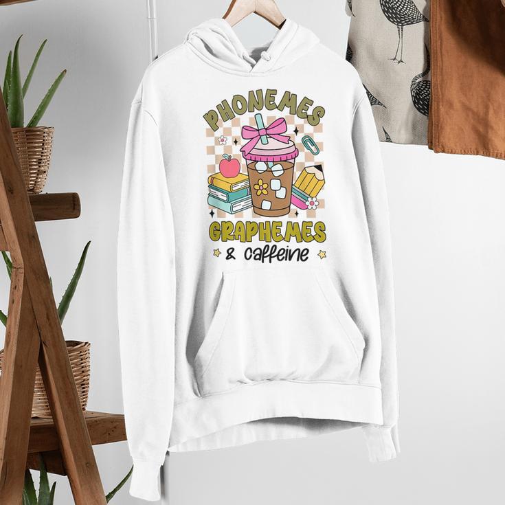 Phonemes Graphemes Caffeine Back To School Reading Teacher Women's Hoodie, funny gift