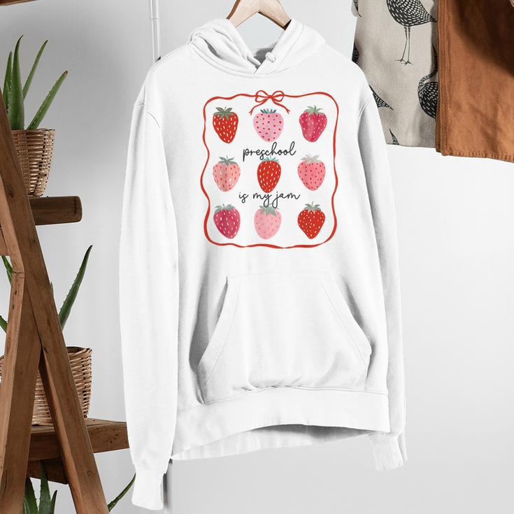 Preschool Is My Jam Strawberry Teacher First Day Of School Women's Hoodie, funny gift