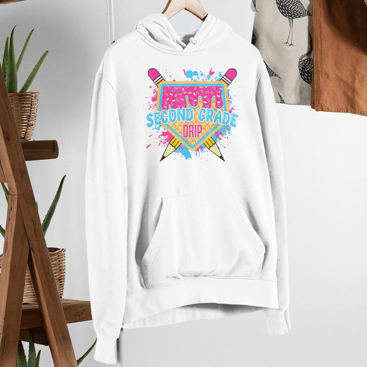 Second Grade Drip Ice Cream Home Plate Baseball Teachers Kid Women's Hoodie, funny gift