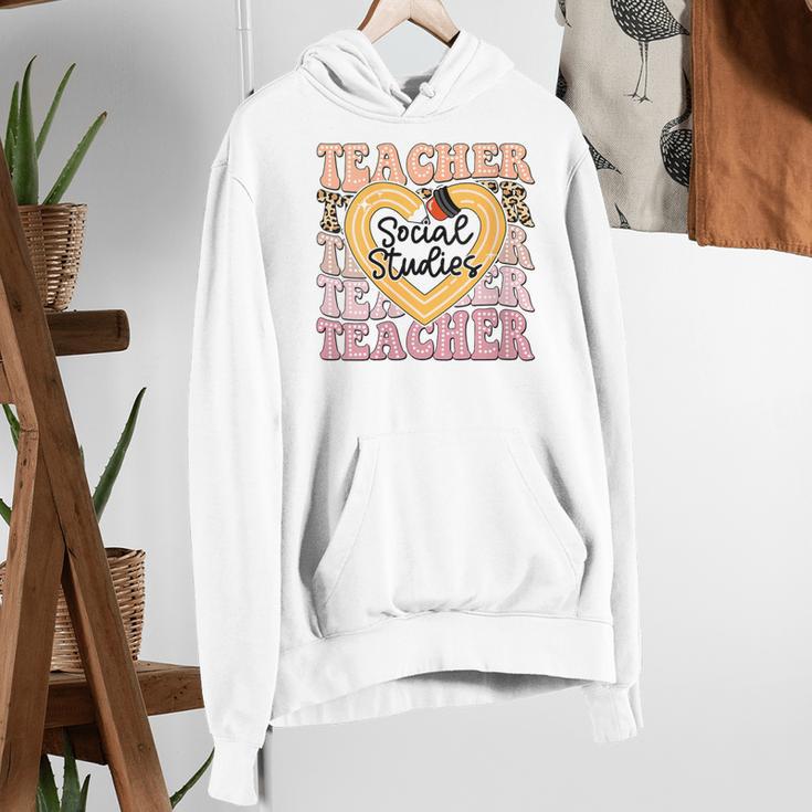 Social Studies Teacher Pencil Heart Leopard Back To School Women's Hoodie, funny gift