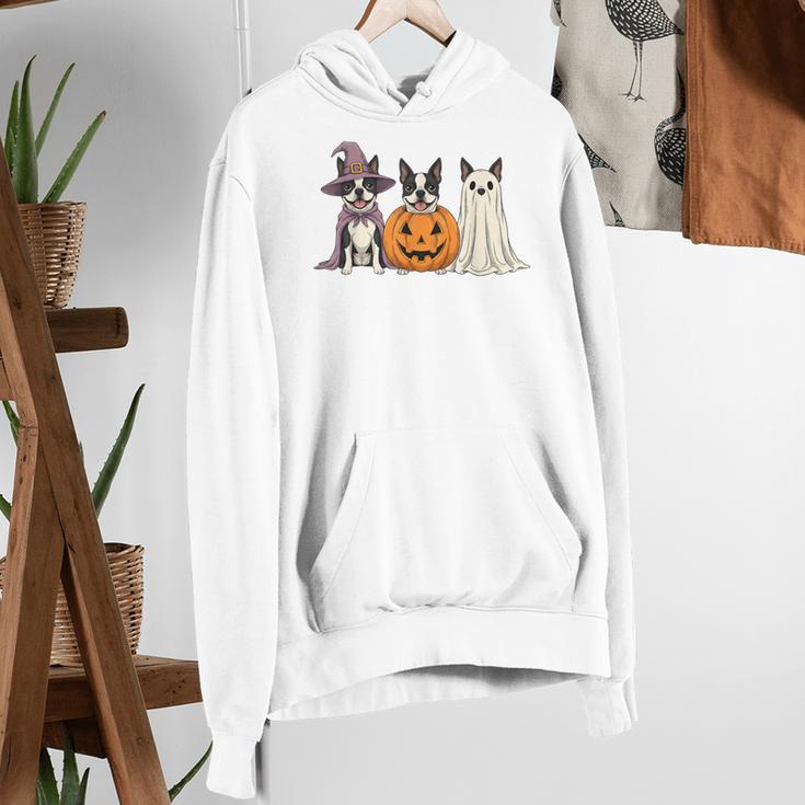 Spooky Ghost Boston Terrier Pumpkin Halloween Dog Lover Women's Hoodie, Boston Terrier Ghost Hoodies, Boston Terrier Halloween Hoodies, funny gift