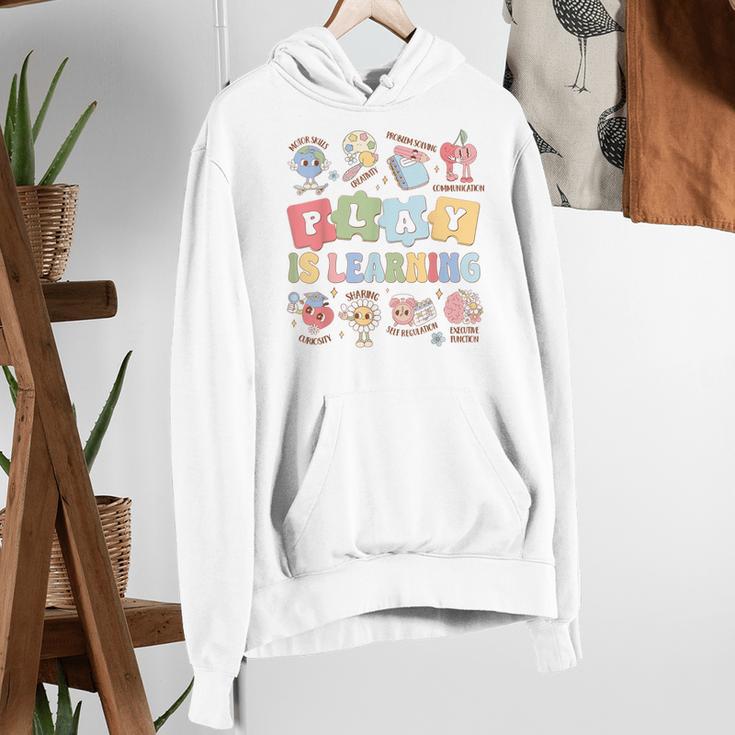 Teacher Groovy Play Is Learning Back To School Women's Hoodie, Groovy Teacher Hoodies, funny gift