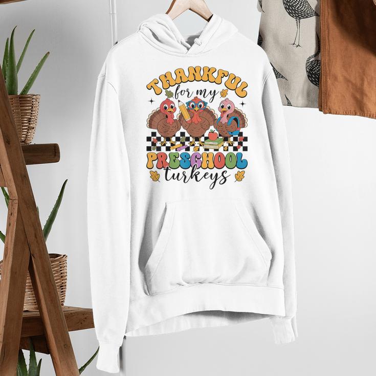 Thankful For My Preschool Turkeys Thanksgiving Teacher Fall Women's Hoodie, funny gift
