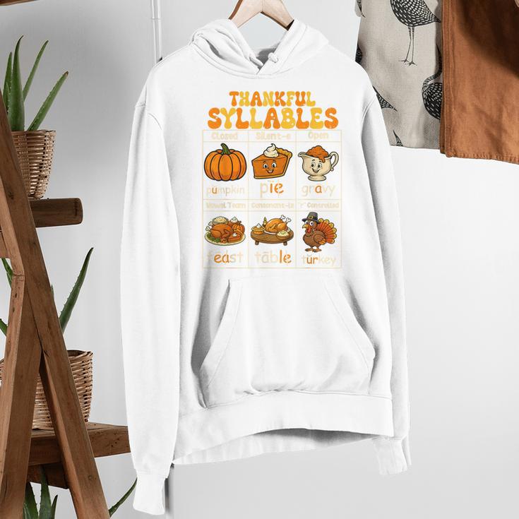 Thankful Syllables Teacher Thanksgiving Educational Kids Women's Hoodie, funny gift