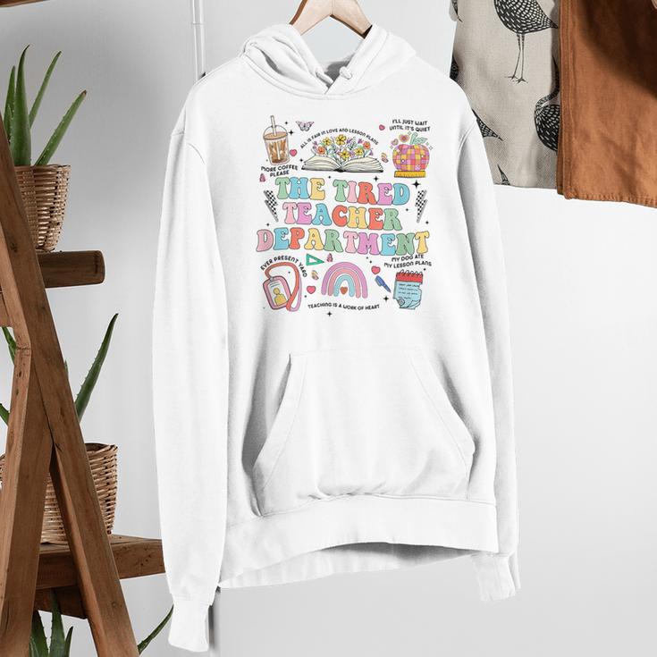 The Tired Teachers Department Retro Groovy Back To School Women's Hoodie, funny gift The Tired Teachers Department Retro Groovy Back To School Women's Hoodie, funny gift