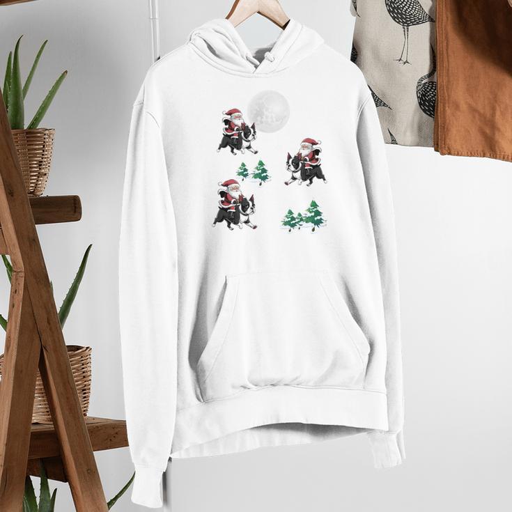 Xmas Tree Santa Riding Boston Terrier Christmas Women's Hoodie, Boston Terrier Riding Hoodies, Boston Terrier Christmas Hoodies, funny gift