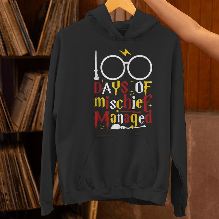 100 Days Of Mischief Managed Teacher Kid 100th Day Of School Women's Hoodie, gift for family, gift for coworker 100 Days Of Mischief Managed Teacher Kid 100th Day Of School Women's Hoodie, gift for family, gift for coworker