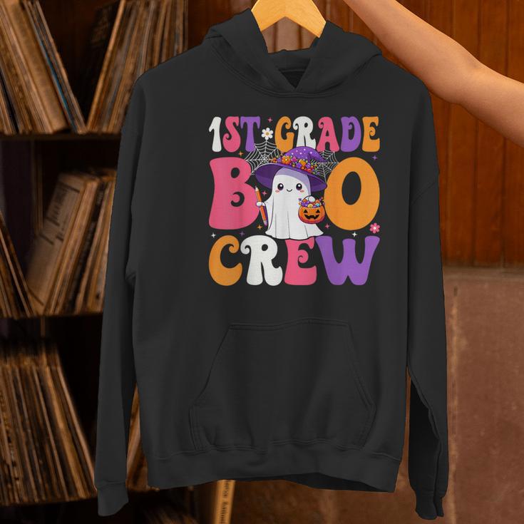 1st Grade Boo Crew Halloween First Grade Halloween Teacher Women's Hoodie, First Grade Teacher Hoodies, gift for family, gift for coworker