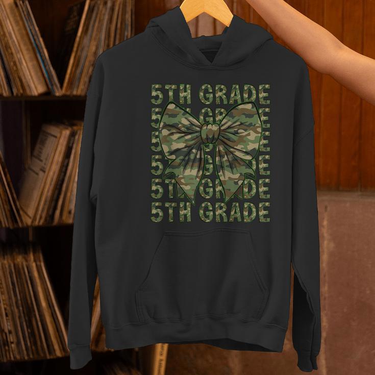 5th Grade Teacher Student Camo Bow Back To School Women's Hoodie, gift for family, gift for coworker
