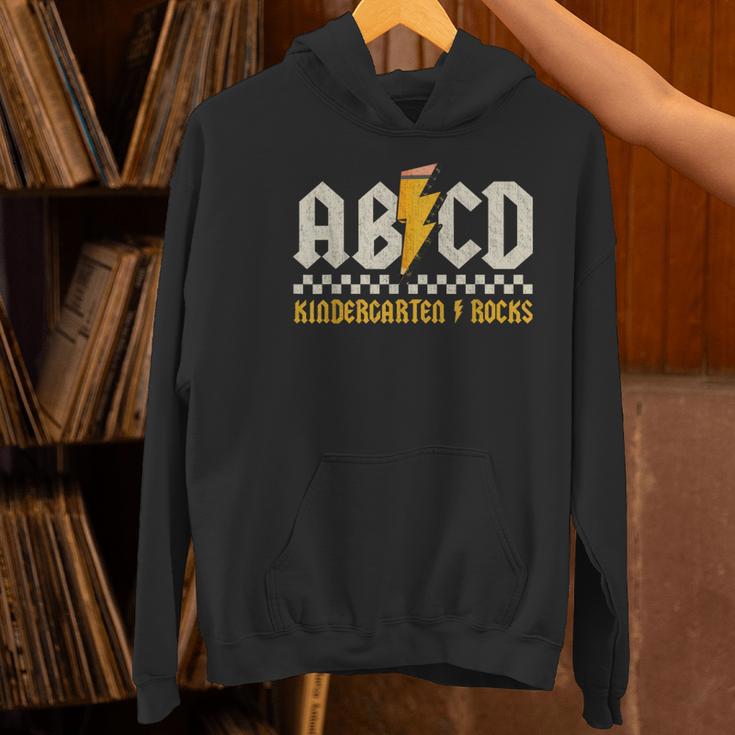 ABCD Kindergarten Rocks Pencil Lightning Students Teachers Women's Hoodie, gift for family, gift for coworker